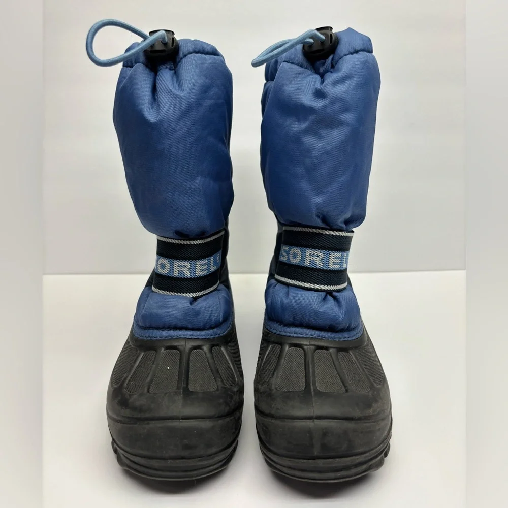 Sorel Blue and Black Kids' Winter Boots with Adjustable Strap, SZ 4